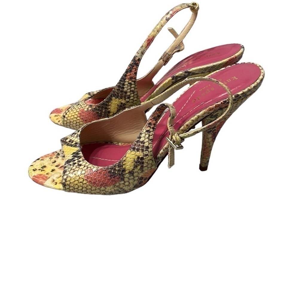 Kate Spade New York Womens Snakeskin Open Toe Stiletto Slingback Heels Sz 8 B